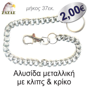 Αλυσίδα μεταλλική με κλιπς & κρίκο